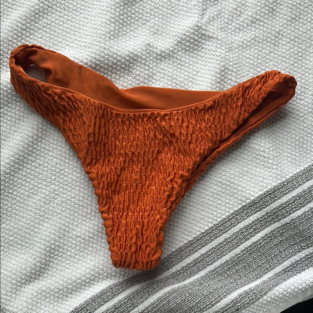 Orange Textured Bikini Bottom